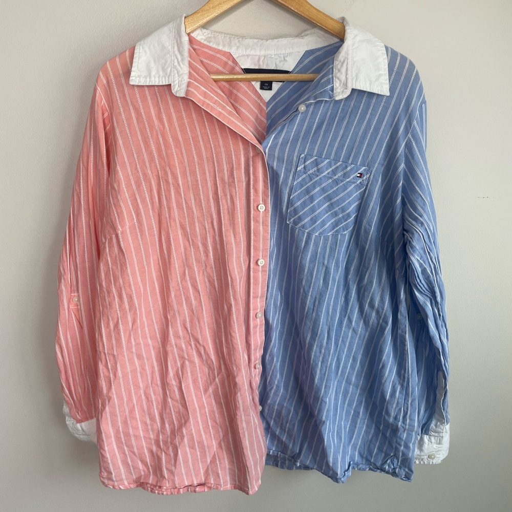 Striped Blue and Pink Button-Up Shirt Tommy Hilfiger
